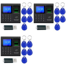 3X Attendance Machine Fingerprint Password Clock for Employee with Finger Scan, RFID and PIN Punching in One