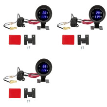 3X 9-36V Car Water Temperature Gauge Voltmeter Car Motors Water Temp Voltage 2in1 Meter with Water Temp Sensor