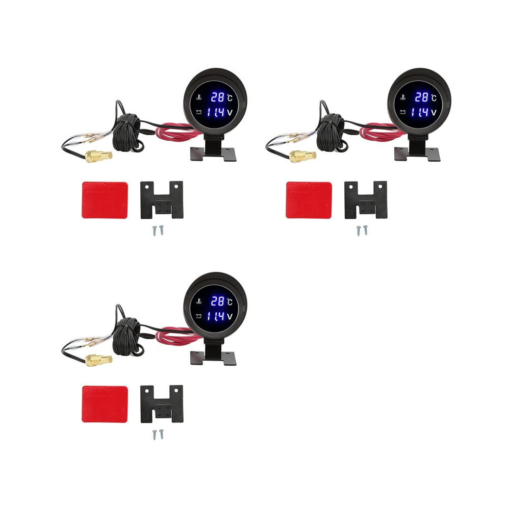 3X 9-36V Car Water Temperature Gauge Voltmeter Car Motors Water Temp Voltage 2In1 Meter With Water Temp Sensor 6033633479534