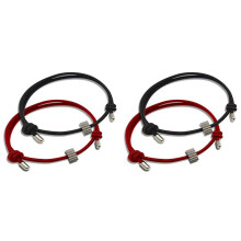 4Pcs Car Window Glass Breaker Bracelets with Tungsten Carbide Bead for Automotive Window Glass Emergency Tool,Black Red