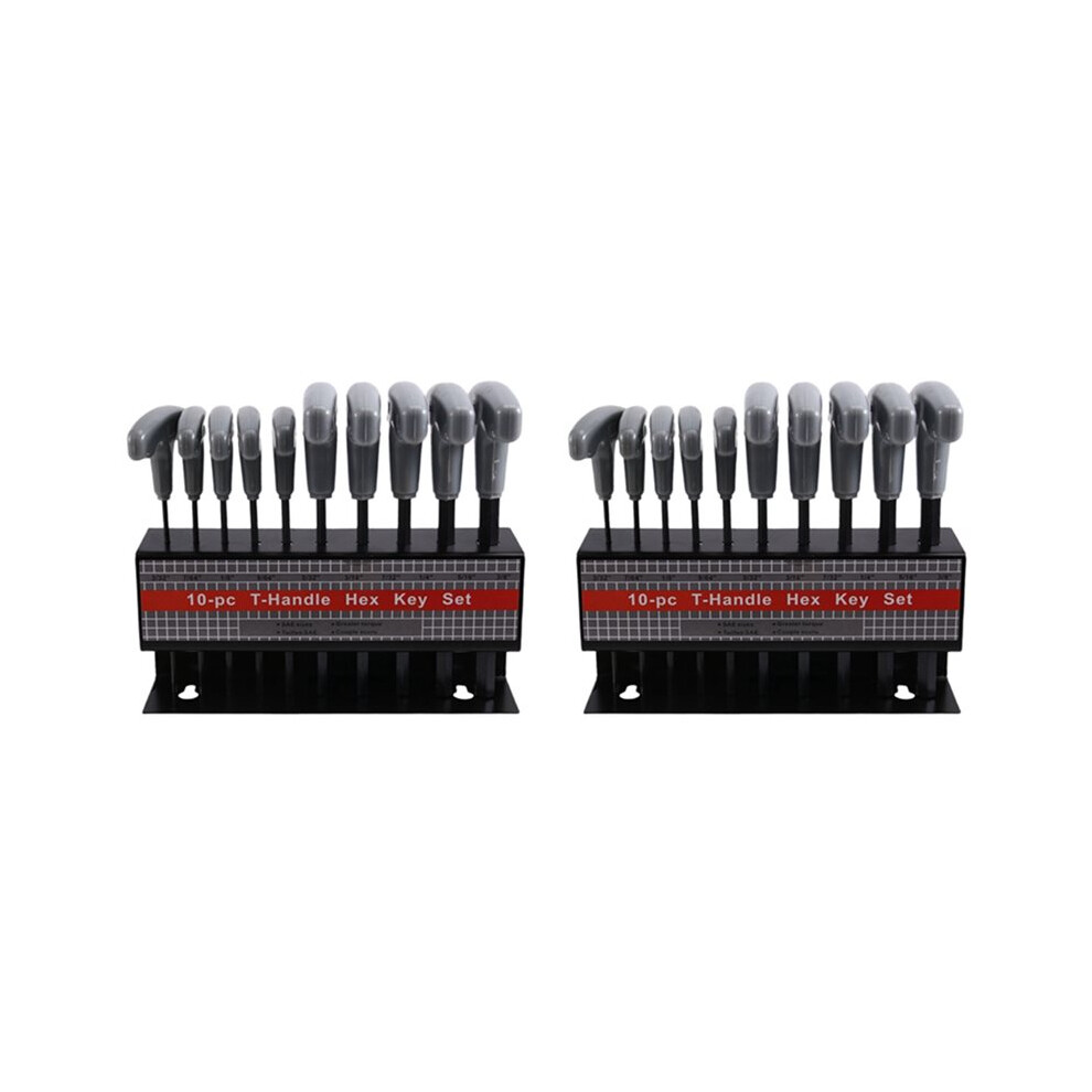 20Pcs Imperial Hex Key T-Handle Set, 3/32In-3/8In T-Handle Hex Wrench Set With Storage Rack, For Automotive Repair 4711354011470