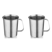 2X Miarka Ze Stali Nierdzewnej z Uchwytem i KrawęDzią do Nalewania, Metalowy Dzbanek z Oznaczeniami Oz i ML, 16 Uncji/500 Ml, Dzbanek
