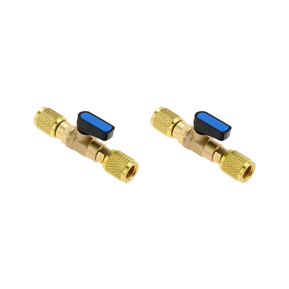 2Pcs 1/4Inch Sae Female Adapter 7/16Inch-20 Unf Brass Shut-Off Valve Air Conditioner Refrigerant Valve 4713261584689