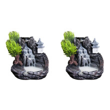 2X High Mountain Flowing Waterfall Backflow Incense Burner Home Fragrance Diffuser Incense Burner Decoration,A