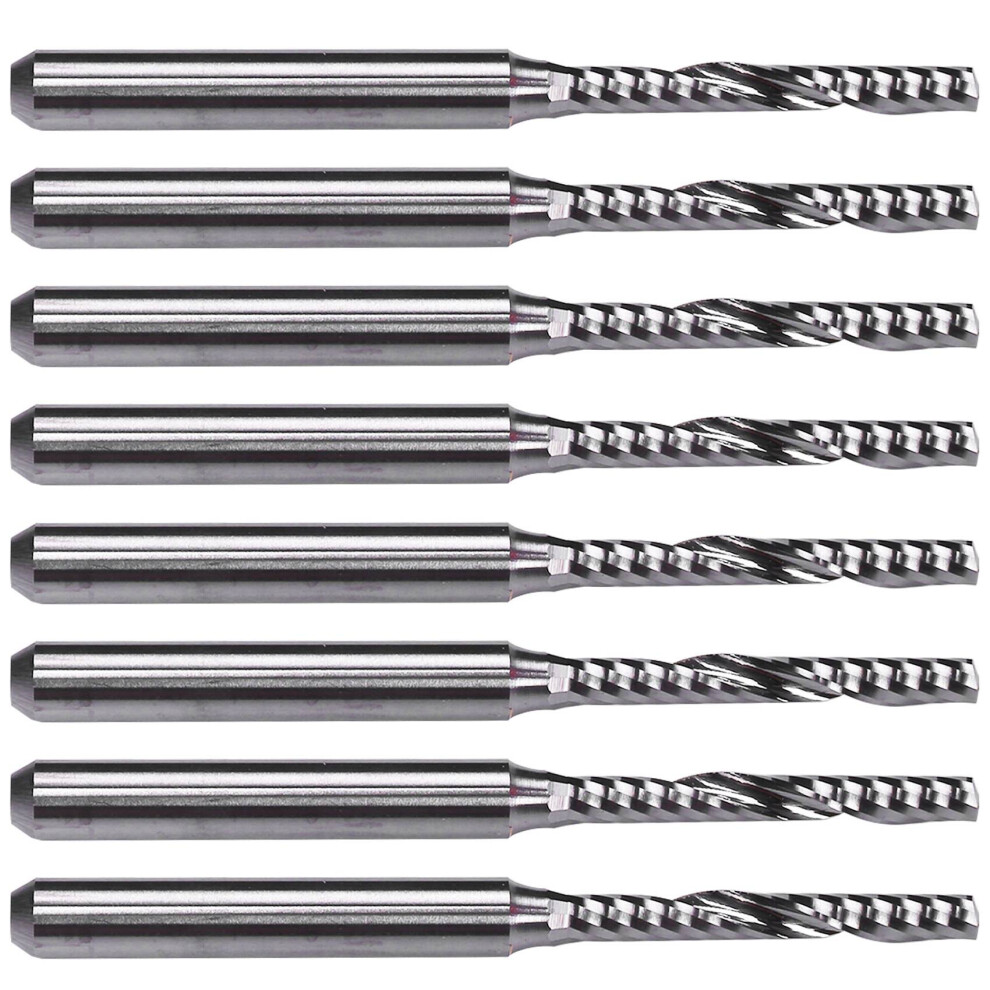 8Pcs 2Mm X 15Mm Carbide Single Flute Spiral End Mill Cnc Router Bit 6033335451463