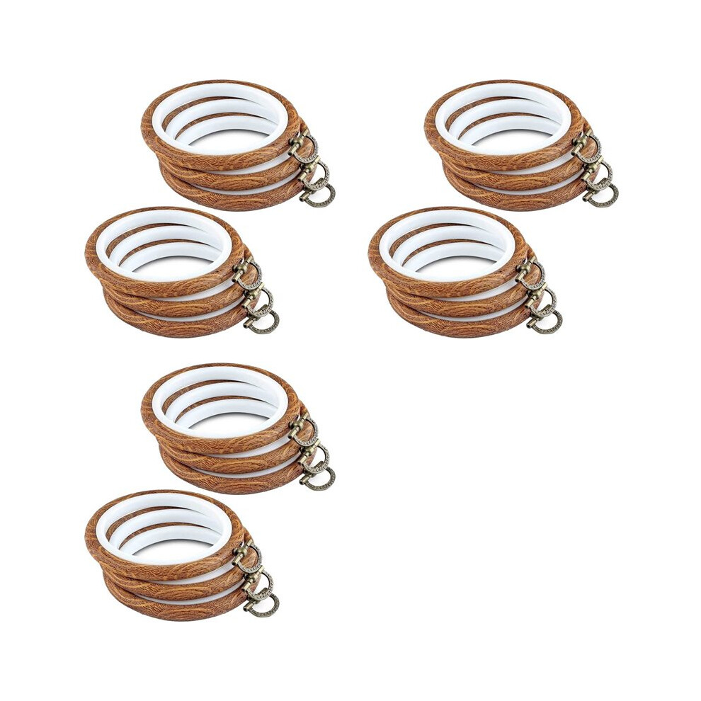 18Pcs Embroidery Hoops 3.93 Inch Round Embroidery Frame With Metal Ring Imitated Wood Embroidery Circle Embroidery Hoop 6033418113004
