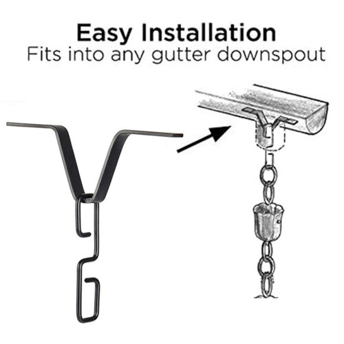 Rain Chain Gutter Clip,Rain Chain Adapter Hook, Standard Mounting Combination 1