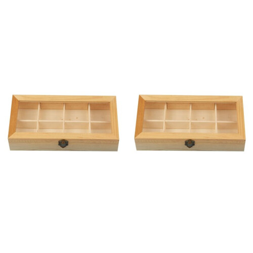 2X 8compartment Display Cabinet Wooden Tea Coffee Rack Storage Box Storage Box 1