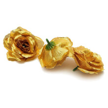 Artificial Flowers Silk Rose Flower Heads,250Pcs for Hat Clothes Album Decoration, Wedding Decoration (Gold)