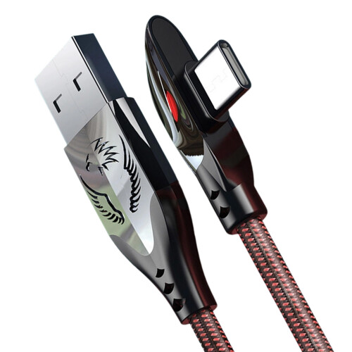 L-förmiges USB-A-auf-Typ-C-Schnellladekabel 5A-1,8 m Rot