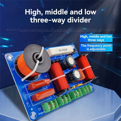 3-Pack High,Medium and Low Speaker Retrofit Crossover 3-Way Audio Adjustable Frequency Divider HiFi High Fidelity Filter 2