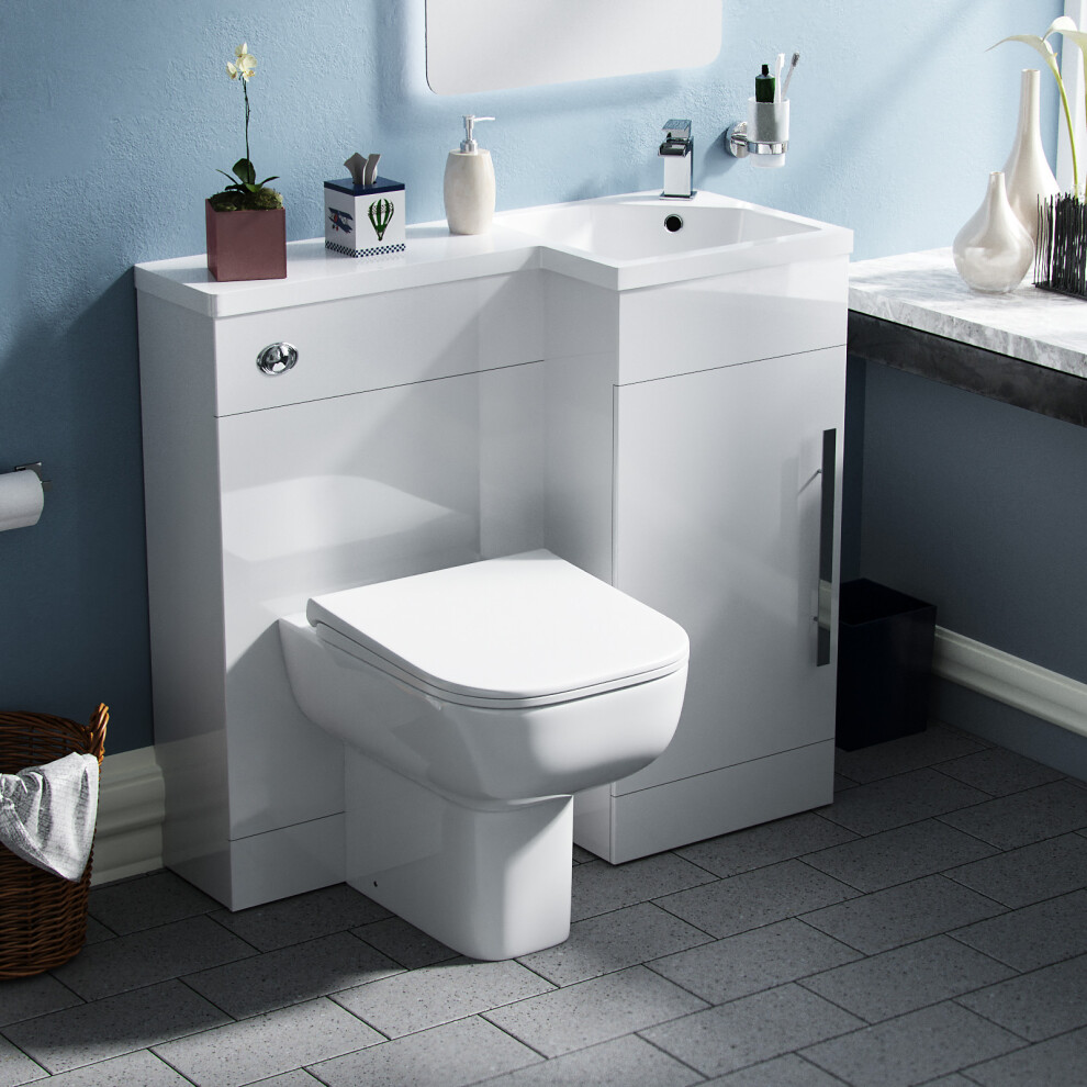 Nes Home 900Mm Rh Basin Sink Vanity Wc Unit & Rimless Btw Toilet White