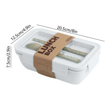 Lunch Box Bento, 2 Compartments, Eco-Friendly, Dishwasher & Microwave Safe, Bpa-Free, Leakproof, Compact & Portable for Office(White)
