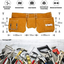 Tool Belt,Leather Tool Bag, Waist Tool Pocket with Adjustable Belt, Tool Belt for Electrician, Construction, Carpenter