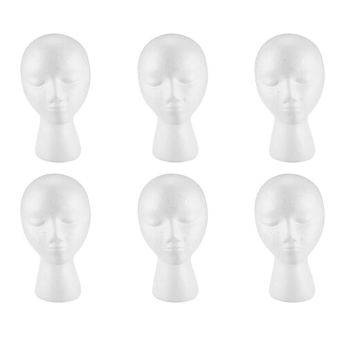 6X Foam Mannequin Wig  Display Hat Cap Wig Holder White Foam