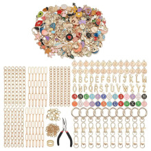 500Pcs Lip Gloss Keychain Making Kit, DIY Charms Supplies with Key Chain Hooks, Jump Rings & Tools