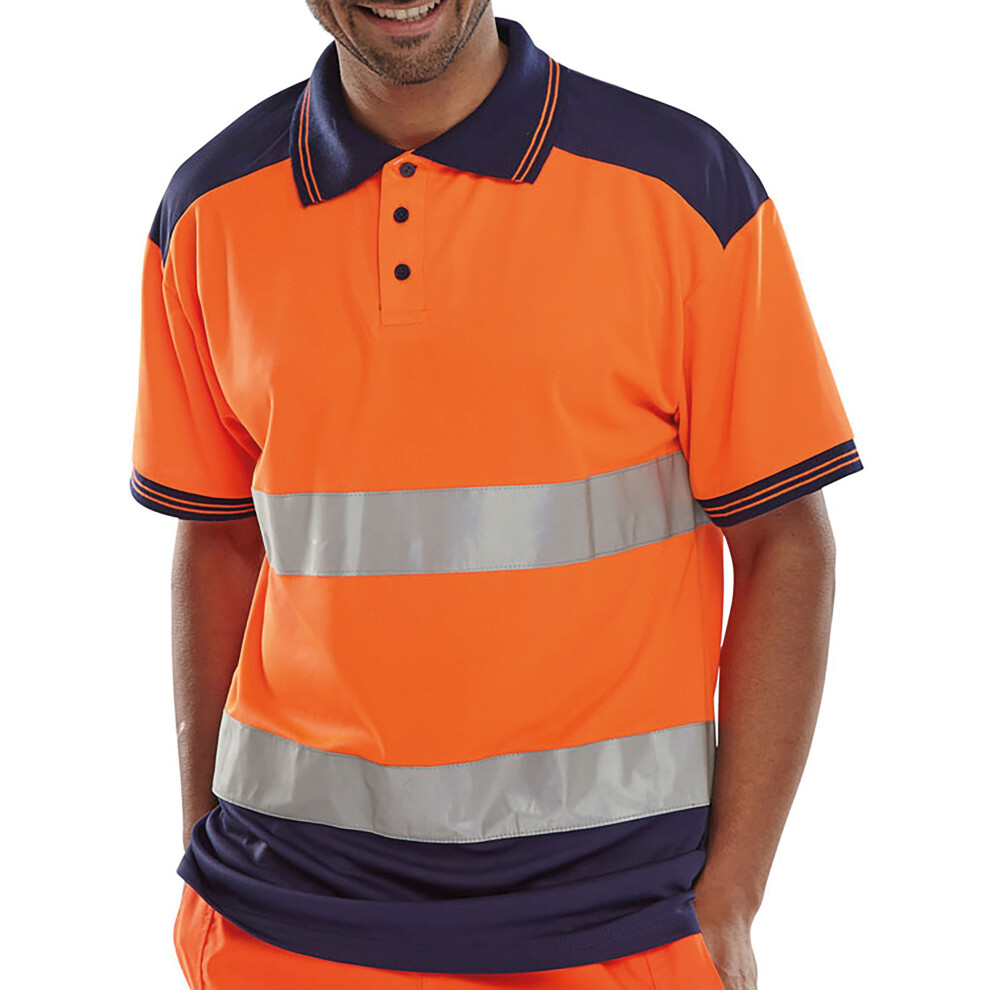 Beeswift Pk Two Tone High Visibility Short Sleeve Polo Shirt Orange/Navy Blue M Cpksttenorm 5030566135477