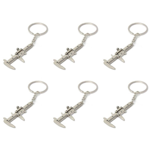 6X Useful  Vernier Caliper Tool Pendant Slider Slides Keyring Key Chain 10CM