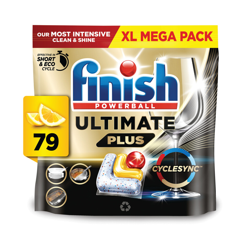 Finish Ultimate Plus Aio Dishwasher Tablets Lemon Sparkle (Pack Of 79) 3312099