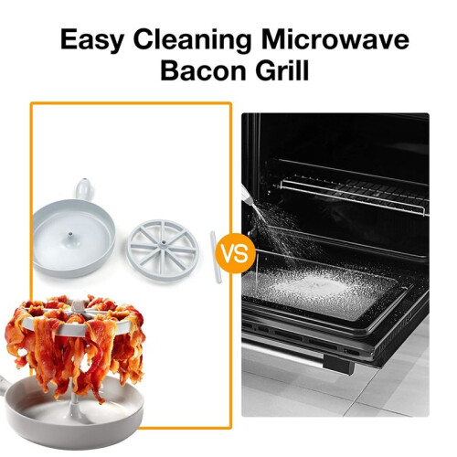 Microwave Bacon Cooker Quick Cooking Bacon Rack Grease Collector Kitchen Gadget 1