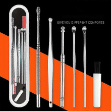 6Pcs Ear Pick Cleaning Set Health Care Tool Ear Wax Remover Cleaner Curette Kit