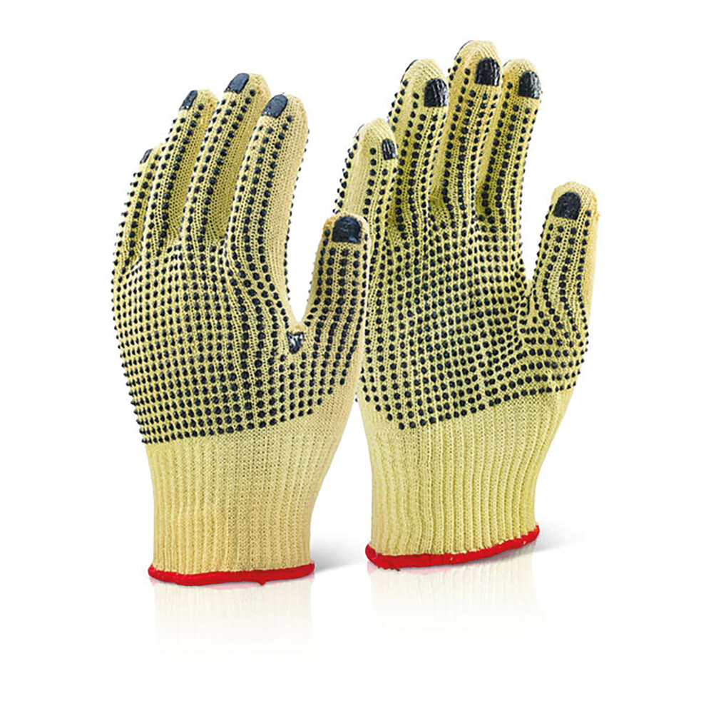 Beeswift Reinforced Mediumweight Dotted Gloves 1Pr Yellow 8 Kgmwd08 5030566102165