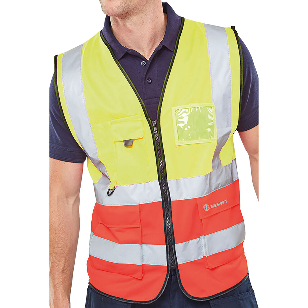 Beeswift High Visibility Two Tone Executive Waistcoat Saturn Yellow/Red 4XL Hvwcttsyre4xl 5030566315671