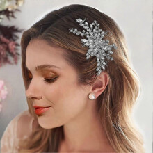 Easedaily Bride Wedding Hair Comb Silver Crystal Hair Pieces Rhinestone Headpieces Bridal Hair Clip Side Combs Hair Accessories for Women And Girls