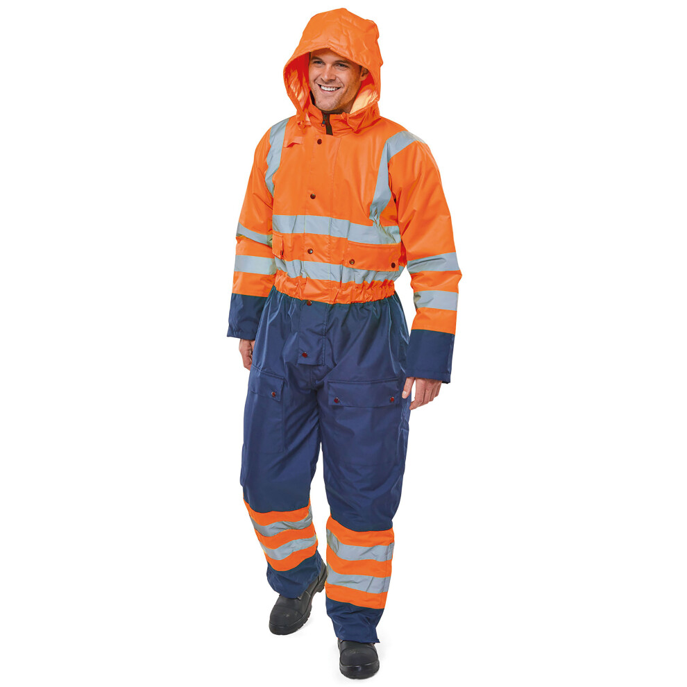 Beeswift Two Tone Hi Visibility Thermal Waterproof Coverall Orange/Navy Blue S Bd900orns 5030566388620