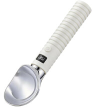 Quick Heating Electric Ice Cream Scoop with LED Display, USB Rechargeable, Waterproof White