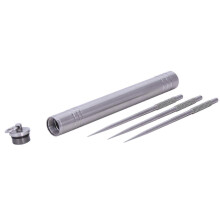 Outdoor Portable Titanium Alloy Toothpicks Storage + Reusable [Non-] Titanium Alloy Toothpick