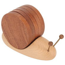 Drink Coasters Cup Coasters Set with Holder Snail, Wood Cup Coasters Drink Coaster Set for Coffee Table, Cute Coasters