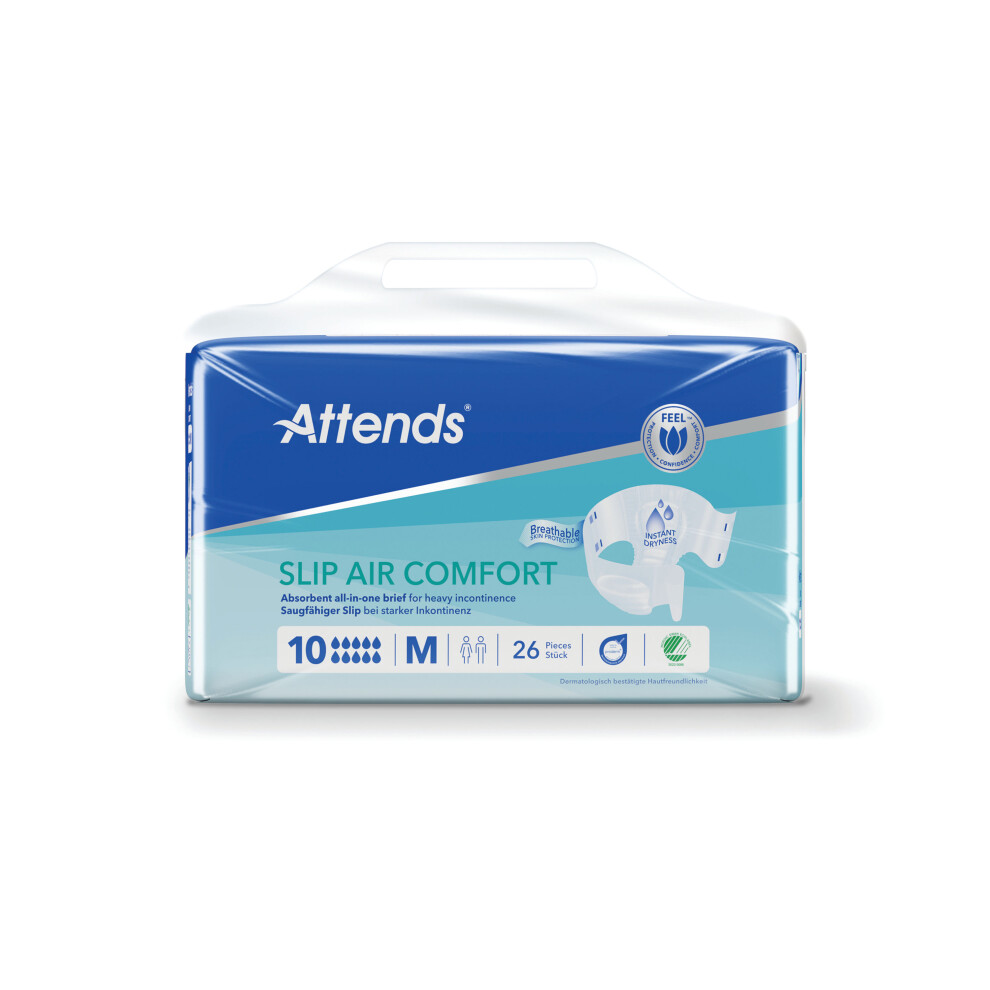 Attends Slip Air Comfort Nappies Size 10M X4 (Pack Of 26) 37787
