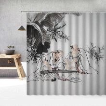 Chinese Style landscape Shower Curtain 3d Bath Curtains Waterproof with Bathroom Shower Curtain Polyester Washable Cloth