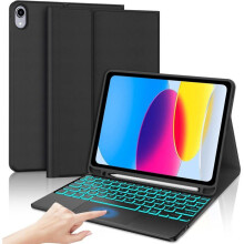 Detachable Keyboard Case for iPad 11th A16 2025 and 10th Gen 10.9 Inch, French AZERTY, Bluetooth, Touchpad, RGB 7 Colors