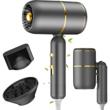 Foldable Hair Dryer 2200W Ionic Powerful 3 Heat Settings 2 Speed Settings Cool Shot Diffuser and Concentrator