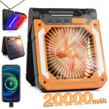 Solar Table Fan 20000mAh Quiet 3 Speed Rechargeable Portable Desk Fan for Home Office Summer Use
