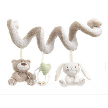 Juguete de actividades en espiral para bebés de 0 a 3 años, peluche colgante de oso y conejo blancos.