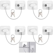 Paquete de 4 cerraduras de seguridad para niños para ventanas, refrigeradores y puertas de armarios con 8 llaves para la seguridad del hogar
