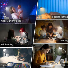 Reading LED desk lamp, USB rechargeable multifunctional projection atmosphere lamp pen holder, desktop accessories, student home lighting
