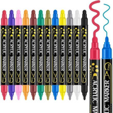 Feutres acryliques à double pointe, lot de 12, couleurs vives et éclatantes pour le dessin et le coloriage