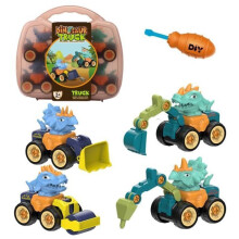 Ensemble de jeu de construction 4 en 1 avec tournevis pour enfants, thème dinosaure, à démonter et à assembler.