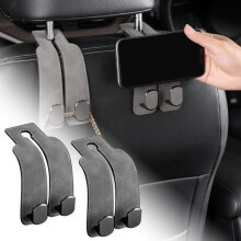 Car Seat Hooks Set of 2 Leather Durable Practical Grey for Easy Organization