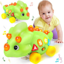 Dinosauro musicale che gattona per bambini di 1 anno con sensori di movimento, giocattolo educativo per bambini dai 6 ai 36 mesi, colore ver
