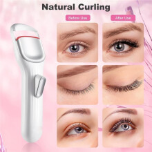 Heated Eyelash Curler Eye Lashes Curler with Innovative Heating Silicone, Electric Eyelashes Curler with 500mAh Battery