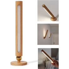LED Wall Light, 360 Degree Rotating, USB Rechargeable, Solid Wood, Dimmable, Modern Decorative Lamp