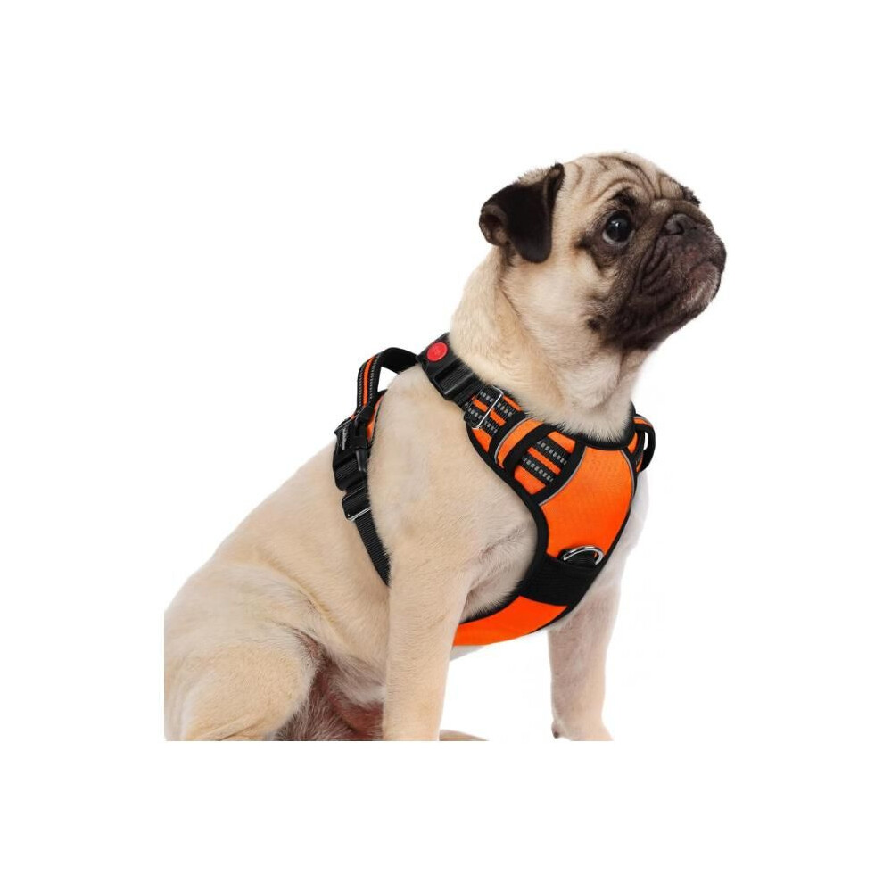 Adjustable No Pull Dog Harness With 3 Buckles Easy On Reflective Vest Orange Small 3229063208148