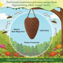 Handmade Crochet Faux Wasp Nest Hanging Decor, Caramel Color Waterproof Honeycomb Style Lantern for Garden, Yard, Patio