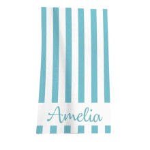 Serviette de Plage de Mariée - Serviette de Plage Bleue à Rayures - Cadeau pour Future Mariée (Fête Prénuptiale, Fiançailles, Mariage)