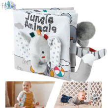 Livre pour bébé en tissu doux et froissé, jouet éducatif d'éveil avec des animaux, idée cadeau dès la naissance, motif éléphant
